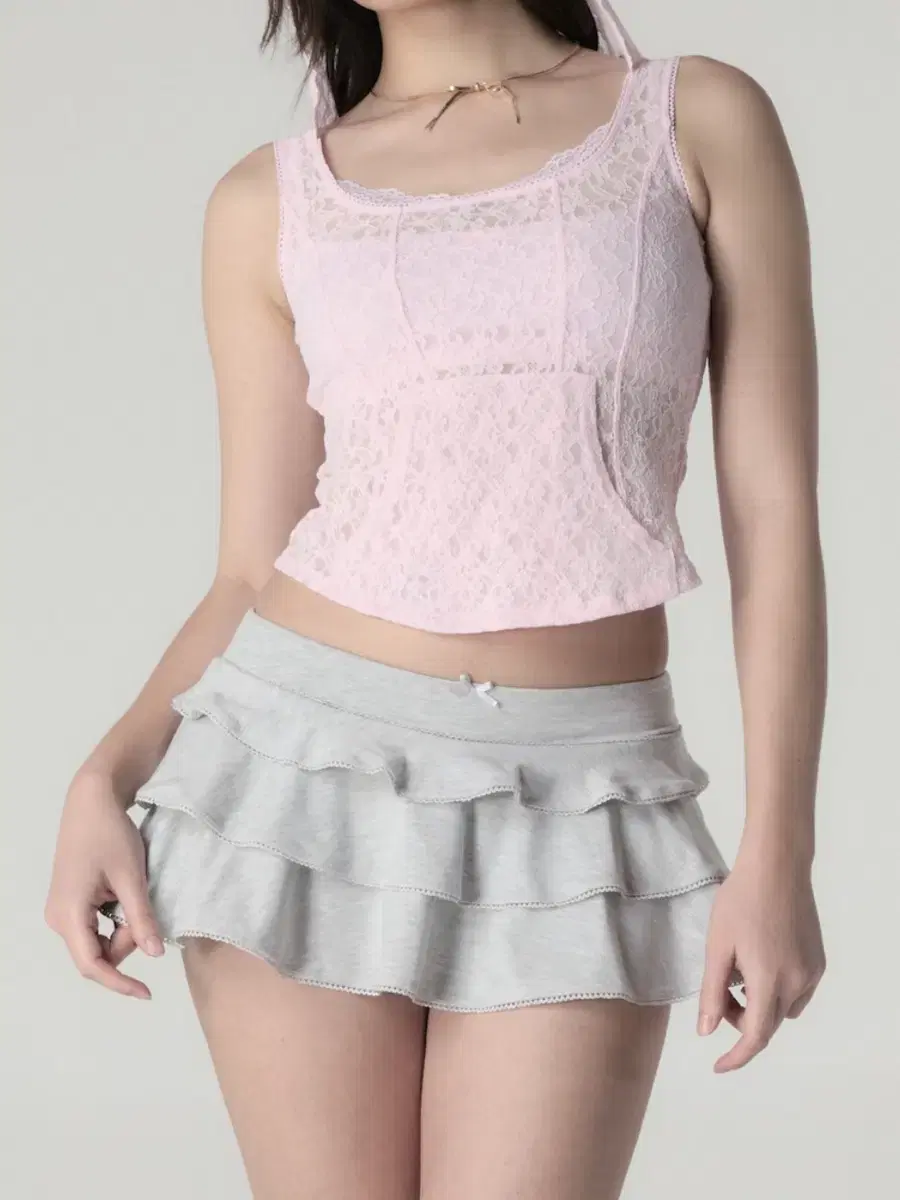글로니 GLOWNY PICOT FRILL MINI SKIRT 멜란지 | 브랜드 중고